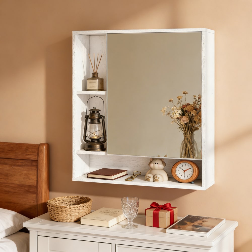 Wall Mounted Bathroom Cabinet With Mirror And Single Door Storage_voghion.com